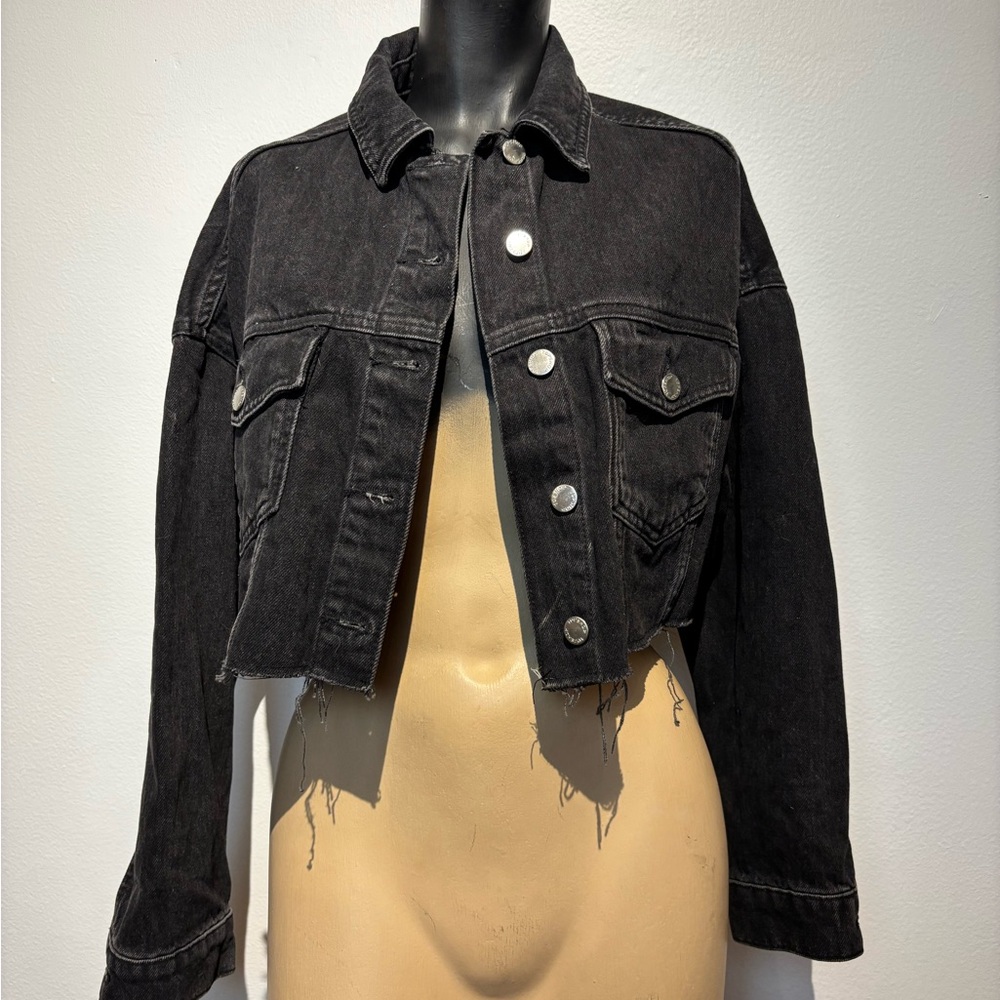 Topshop Black/Grey Denim Jacket